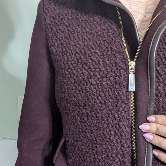 NWT Vince Camuto Burgundy Bouclé Coat Size S - Picture 5 of 15